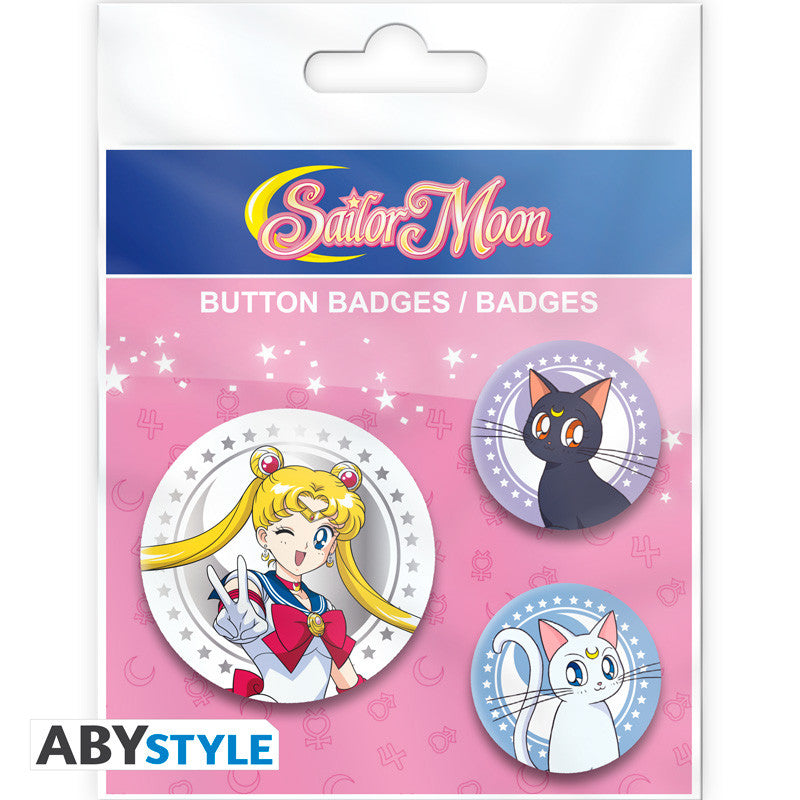 🌙 Sailor Moon - Pack de Badges - Sailor Moon, Luna & Artemis