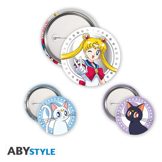 🌙 Sailor Moon - Pack de Badges - Sailor Moon, Luna & Artemis