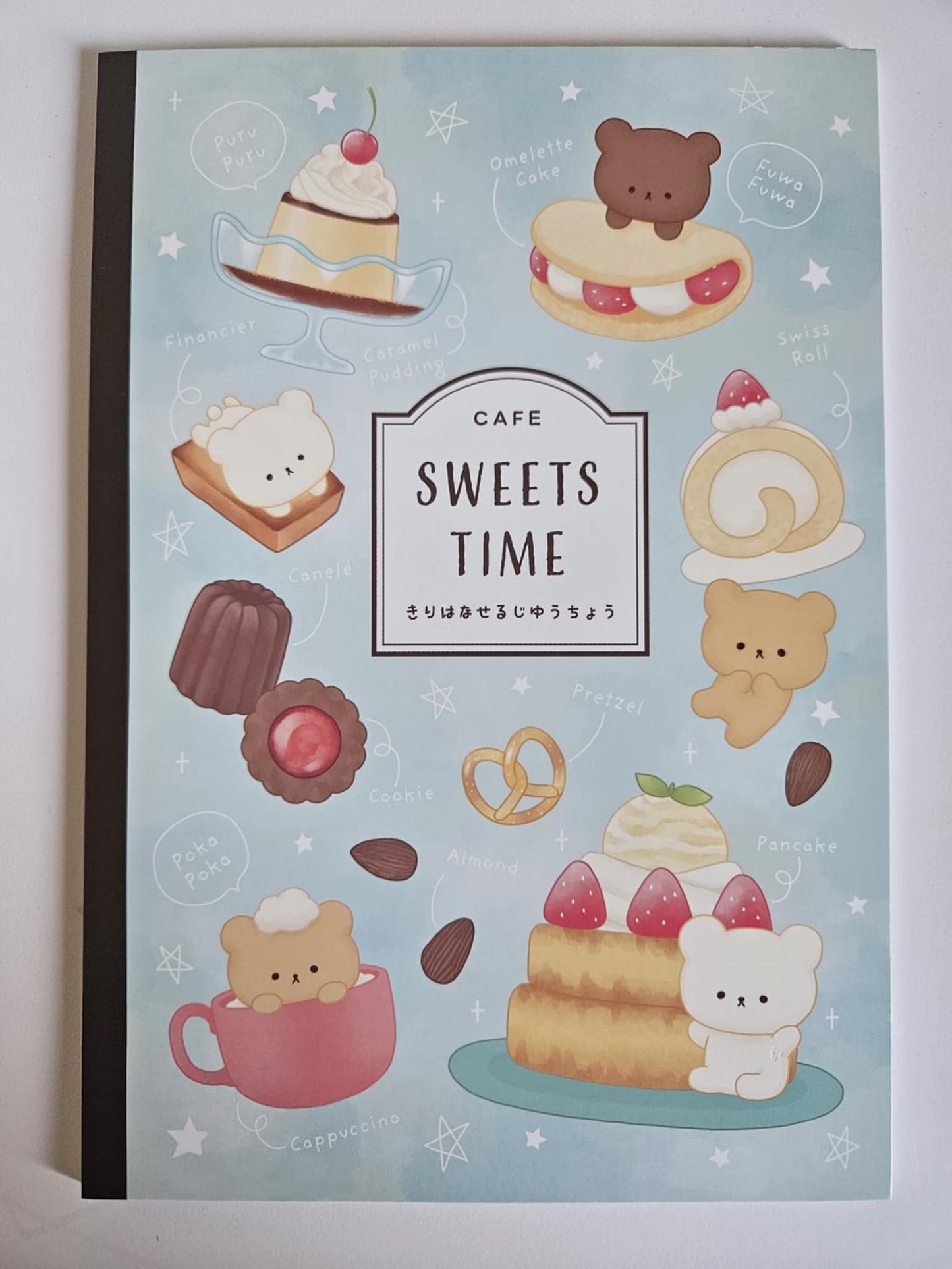 🗒️ Notebook "CAFE Sweets Time" bleu 50 Feuilles – Daiso Japon