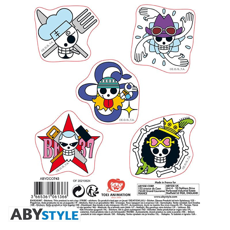 🌊 One Piece - Stickers - 16x11cm/ 2 planches - Skulls Equipage Luffy