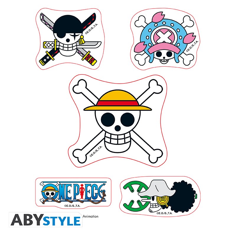 🌊 One Piece - Stickers - 16x11cm/ 2 planches - Skulls Equipage Luffy