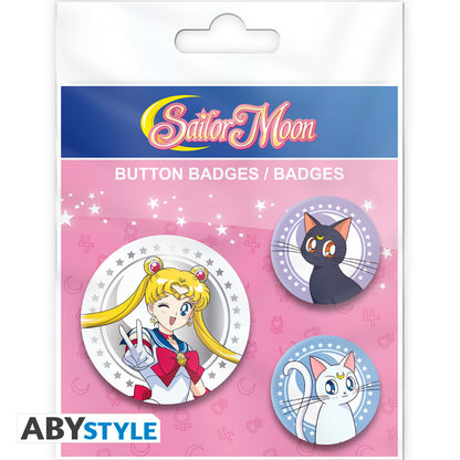 🌙 Sailor Moon - Pack de Badges - Sailor Moon, Luna & Artemis