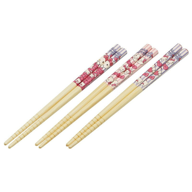 🍽 Set 3 paires de baguettes en bambou – Hello Kitty